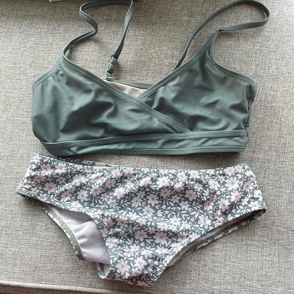 Green floral bikini set size xs - Picture 1 of 6